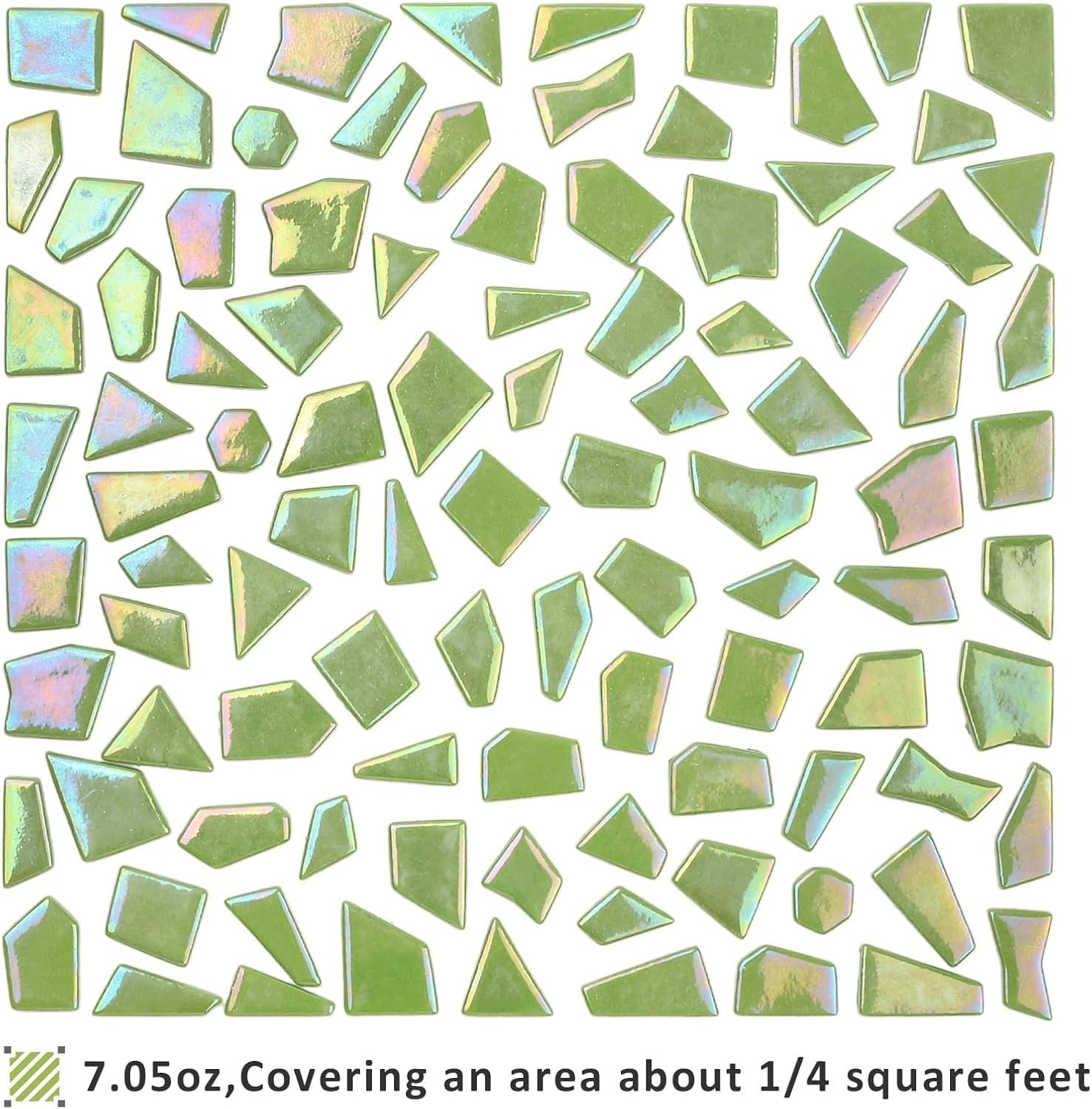 Iridescent Glass Mosaic Tiles for Crafts Bulk,200g Green Broken Mosaic Glass …