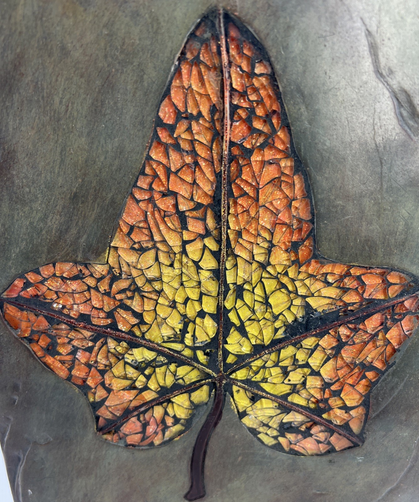 Mosaic Maple Leaf Glass And Resin Wall Decor – Heavy 9.75x 7