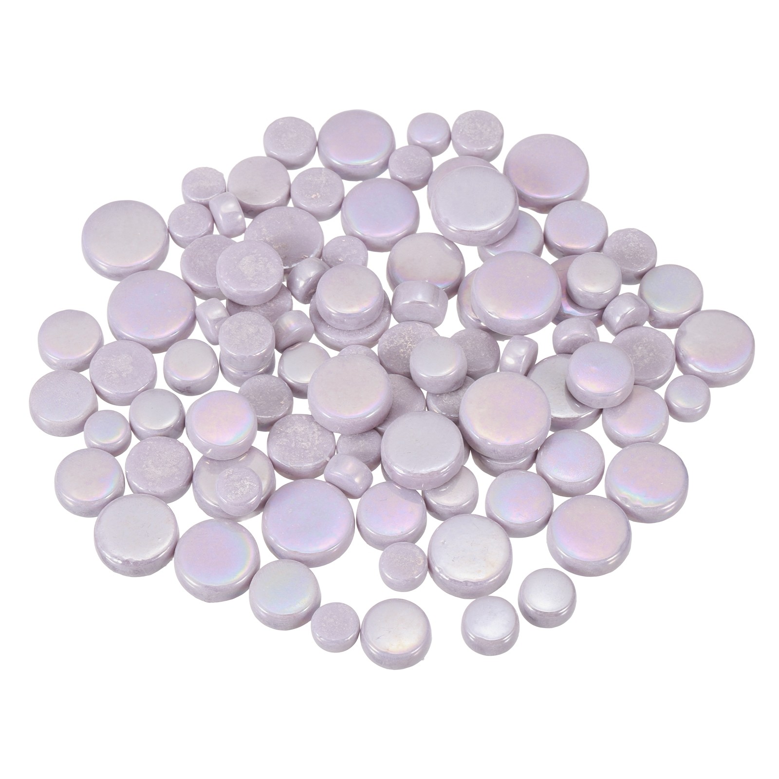 200g Multi-Size Iridescent Round Mosaic Tiles for Crafts (Light Purple)