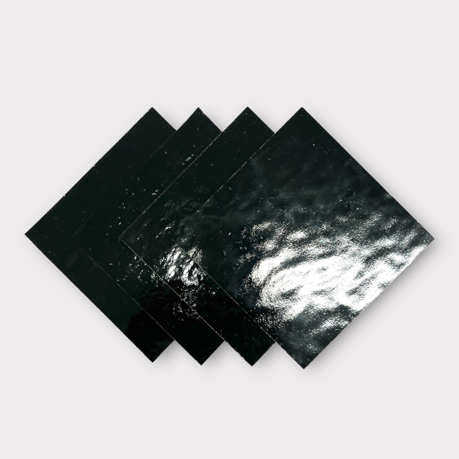 4 Pack Black Opaque COE 96 Fusible Glass Sheets / Mosaic Squares