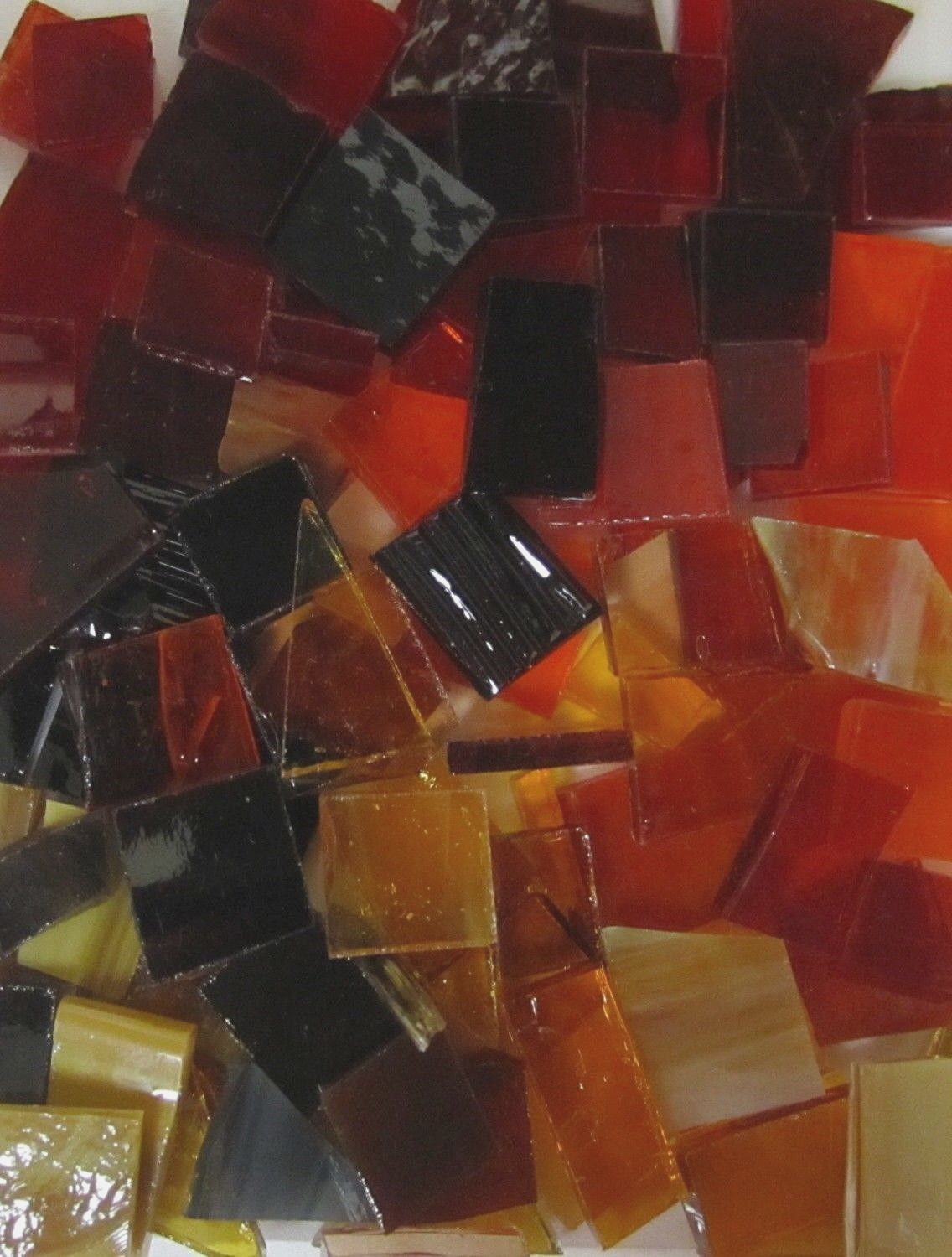 Mosaic Glass: WARM COLOR MIX 5 ounce Stained Glass pack (about 100 hand cut pcs)
