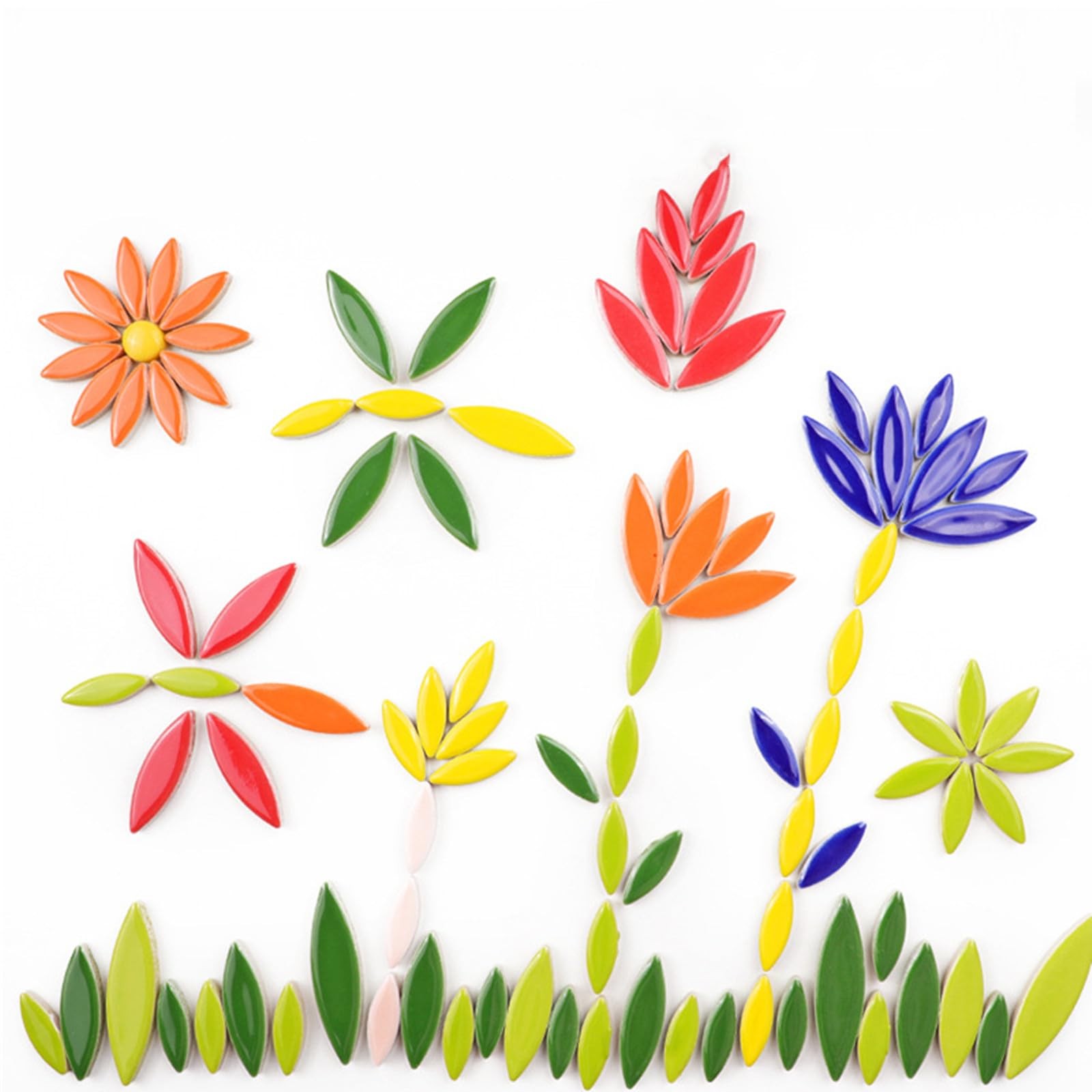 Leaf Petal Ceramic Mosaic Tiles for Crafts, 500g/1.1LB Irregular Mosaic Piece…