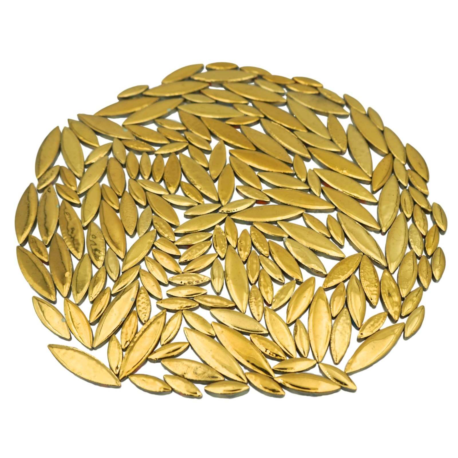 Ceramic Leaf-Shaped Mosaic Tiles, 1.1 lbs, Mixed Sizes for DIY Home Decor – Gold