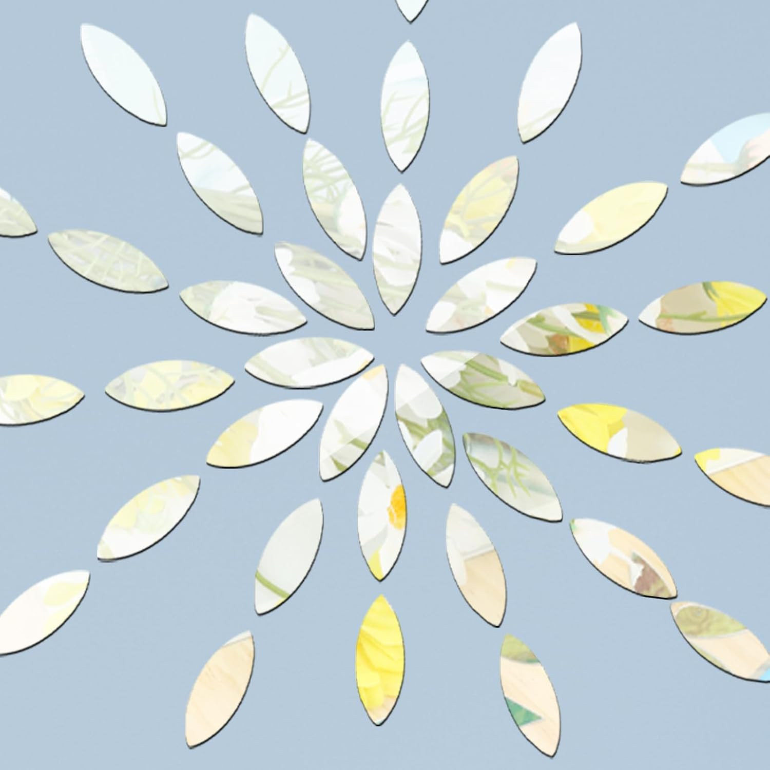 300Pcs Mini Leaf Shape Craft Mirrors Mosaic Tiles Self Adhesive | 1 Inch Small A