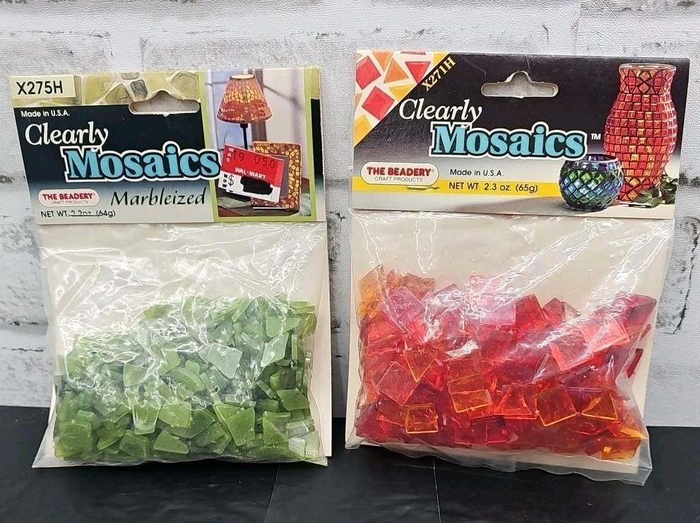 New Lot Of 8 The Beadery Clearly Mosaics Grout And Mosaic Tiles Craft Set