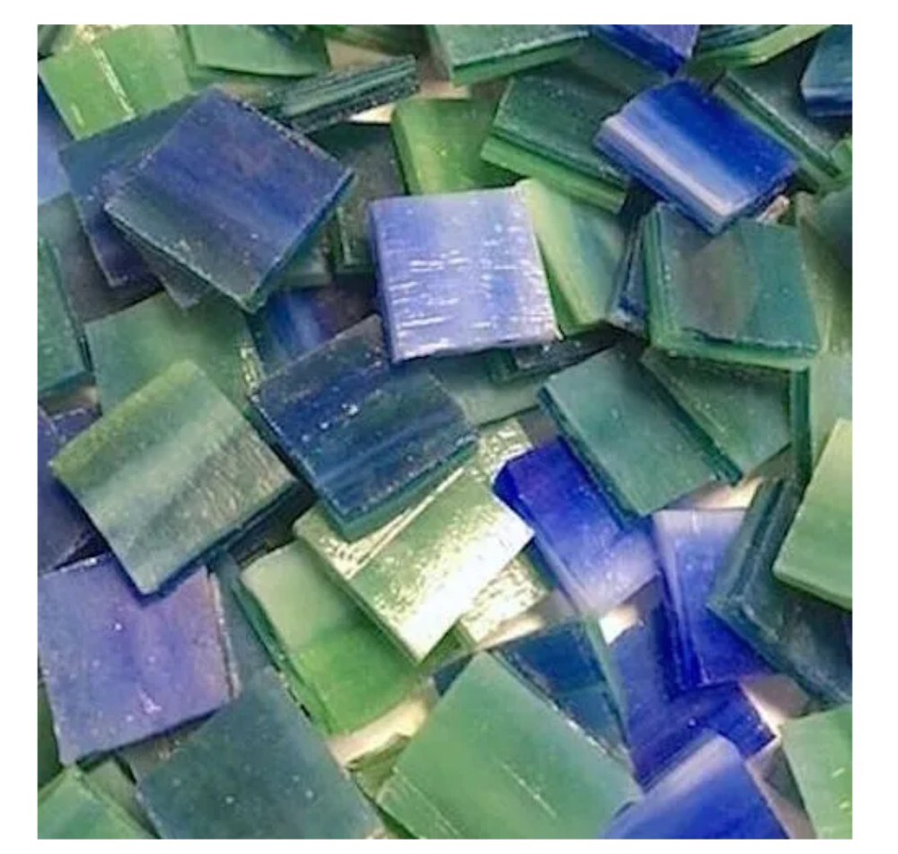 1/2″ Deep Green Blue Stained Glass Mosaic Tiles