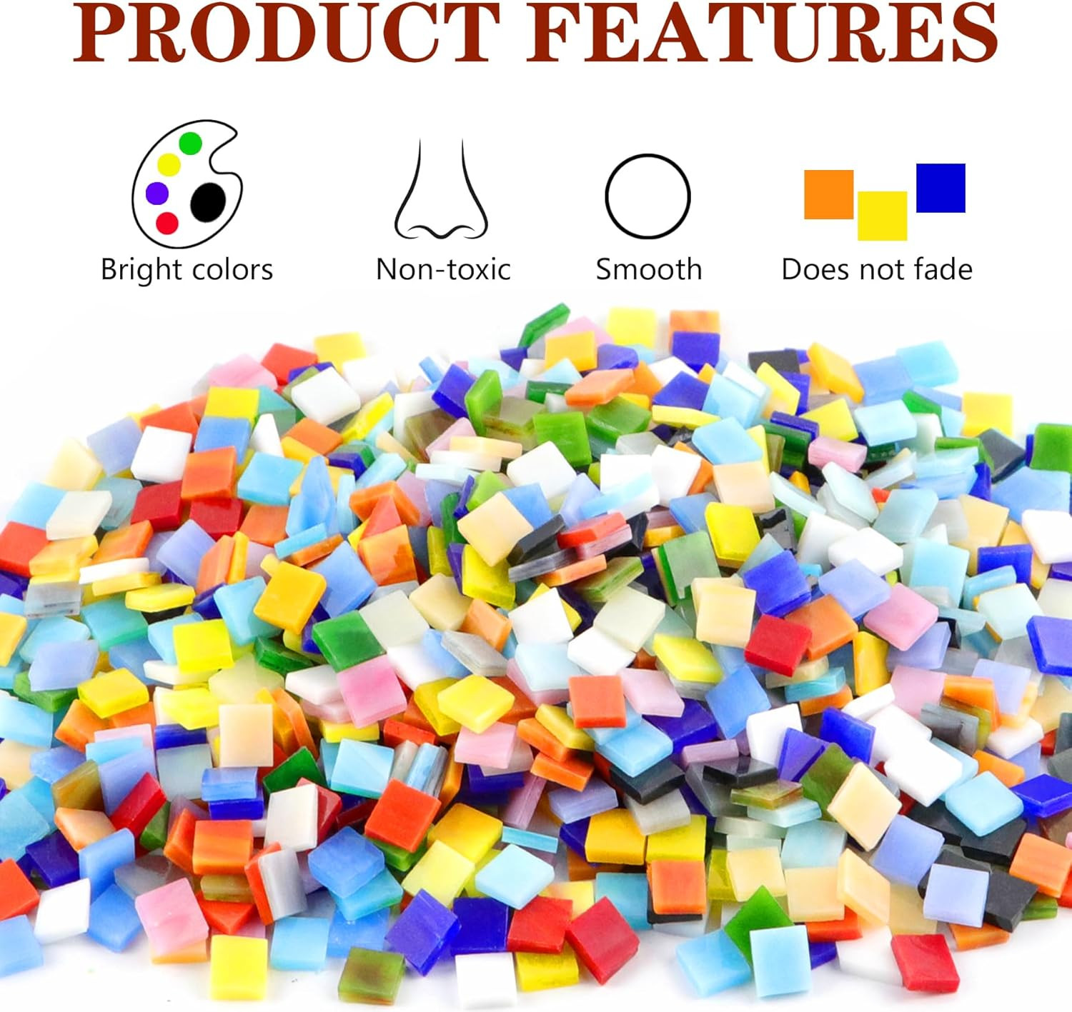1000 Pcs Mosaic Tiles, Glass Mosaic Tiles for Crafts Bulk, Stained Mosaic Gla…