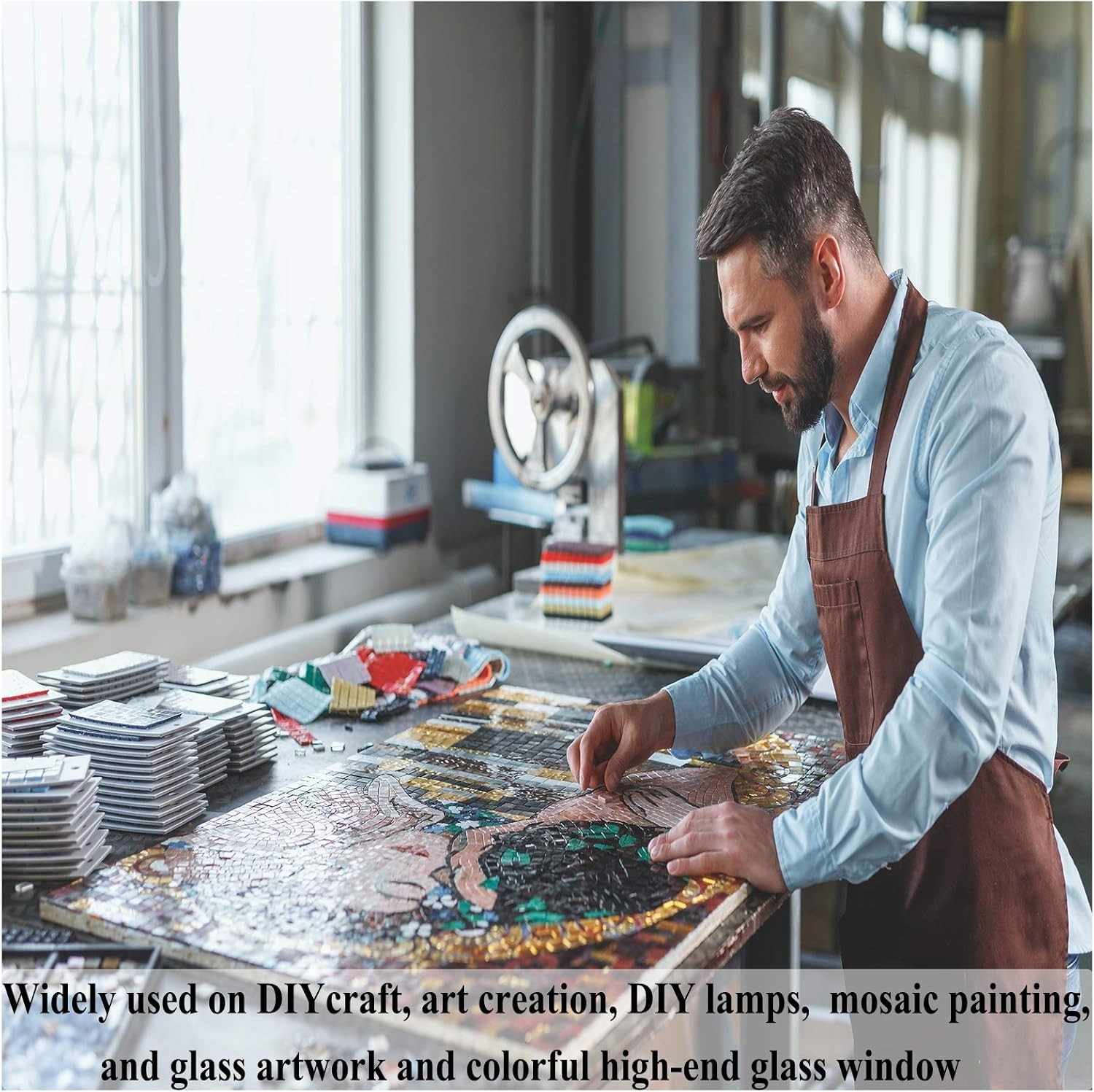 1100 Pcs Mosaic Tiles, Glass Mosaic Tiles for Crafts Bulk, Stained Mosaic Gla…
