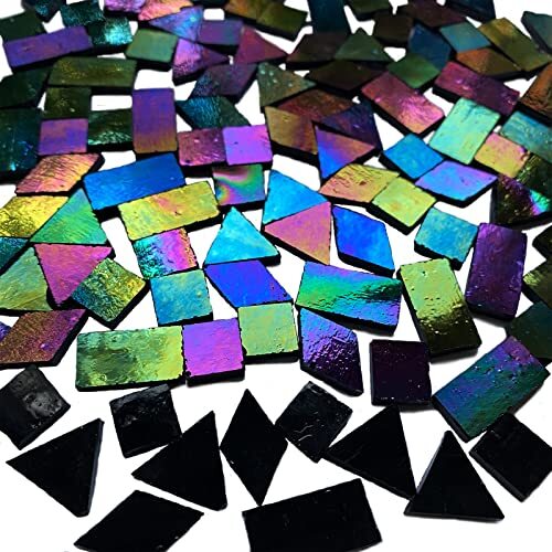 280 Pcs Iridescent Mosaic Tiles for Crafts Projects Stained Glass Sheets