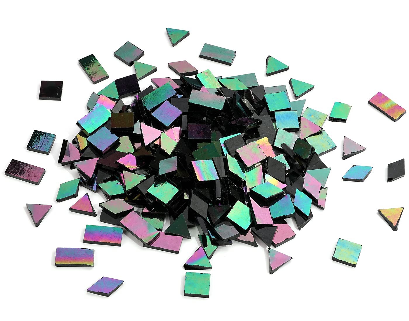 Lanyani Glass Mosaic Tiles for Art Crafts,4 0.5 inches, Iridescent Black