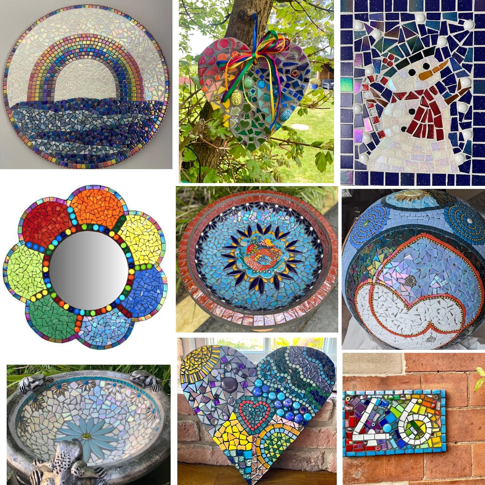 Youway Style Iridescent Glass Mosaic Tiles for Crafts 454g, Multi Colors