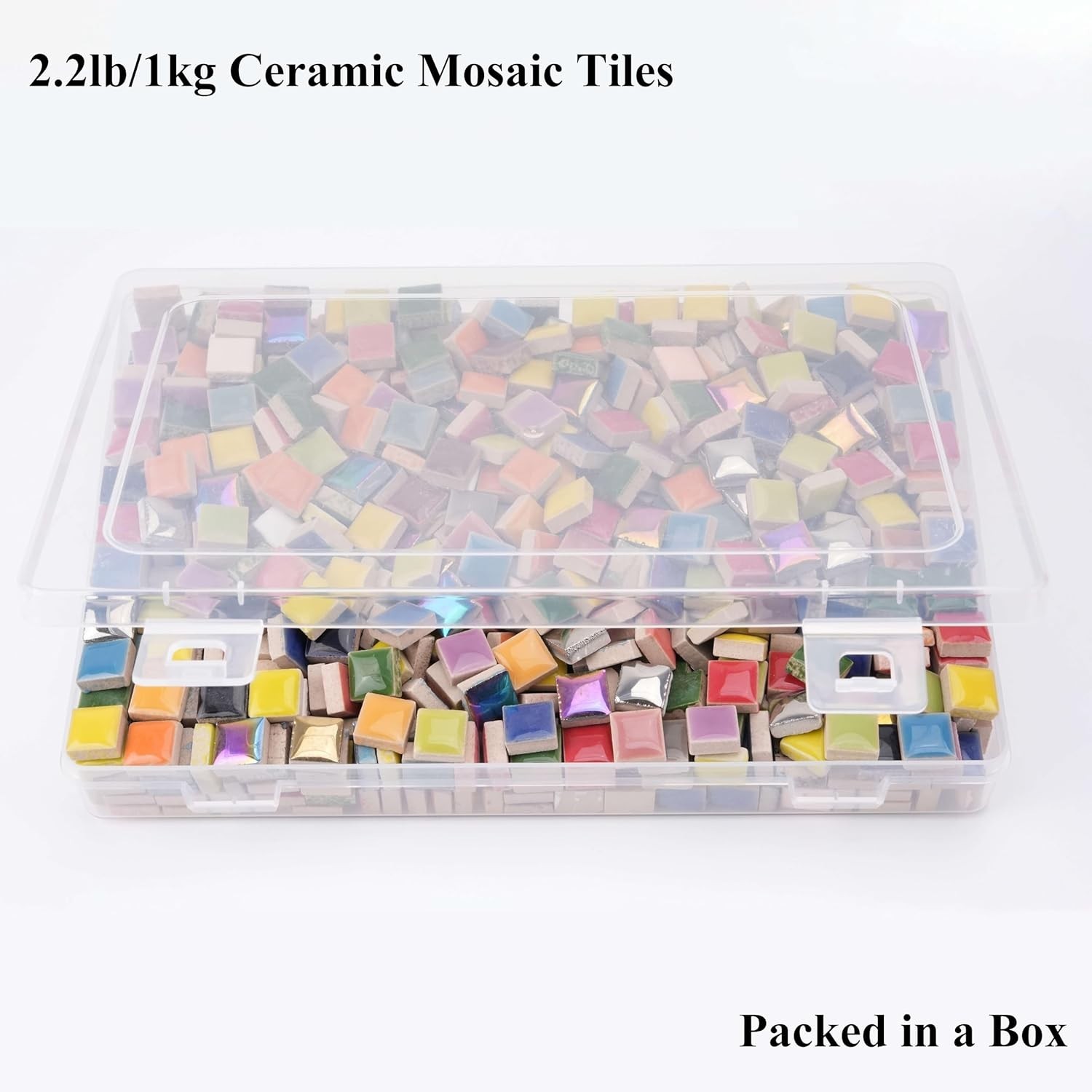 2.2LB Mini Ceramic Square Tiles for Mosaic, Colored Mosaic Ceramic Tiles, 12Mm X