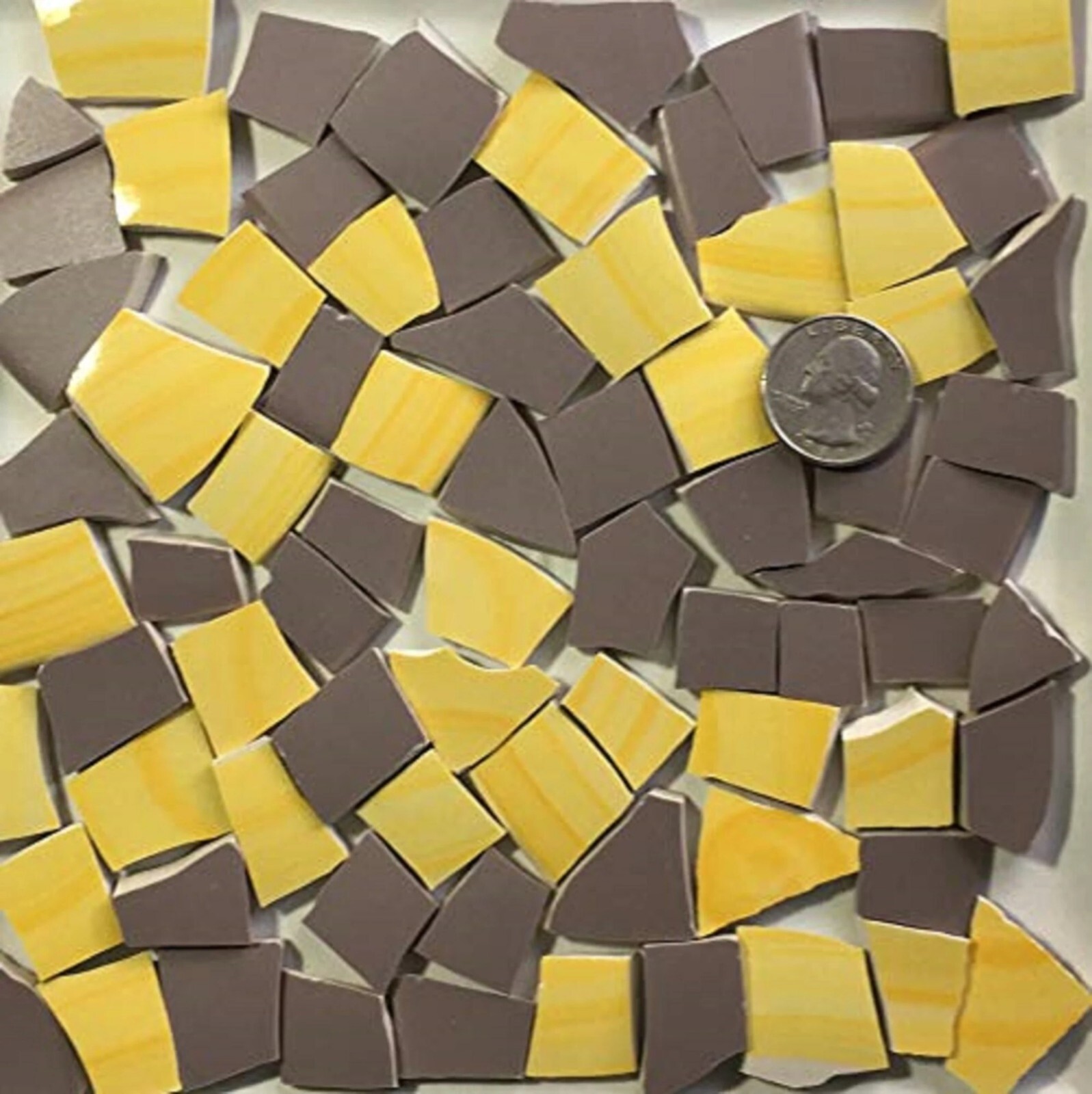 Broken China Mosaic Tile Arts and Craft Supplies – Yellow & Purple A834