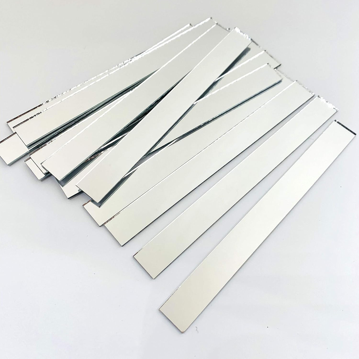 50 Pcs 1/2” x 5” Rectangle Mirror Tiles Glass Mosaic Shapes (1/2” x 5”)