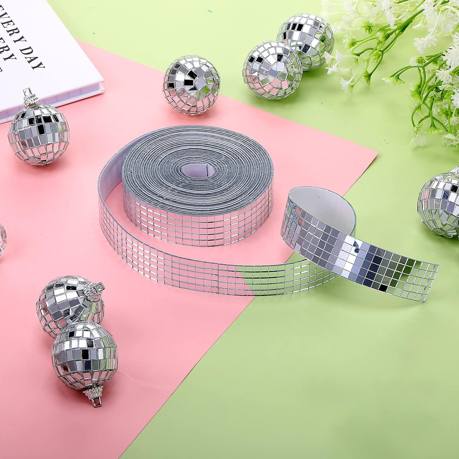 3000 Pcs Disco Ball Mirror Tiles Self Adhesive for Crafts 5 X 5 Mm Small Disco T