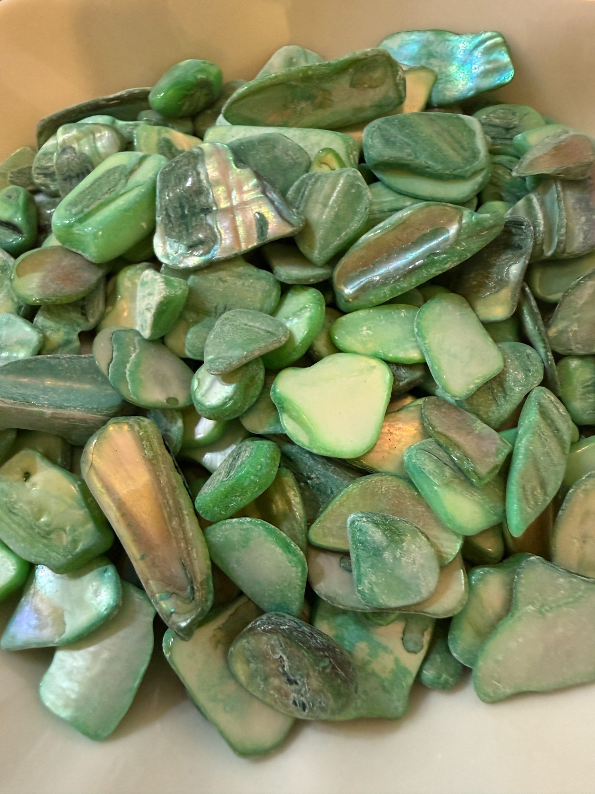 2oz green shell mosaic tiles, Apprx 130pc. Natural pearl shell polished