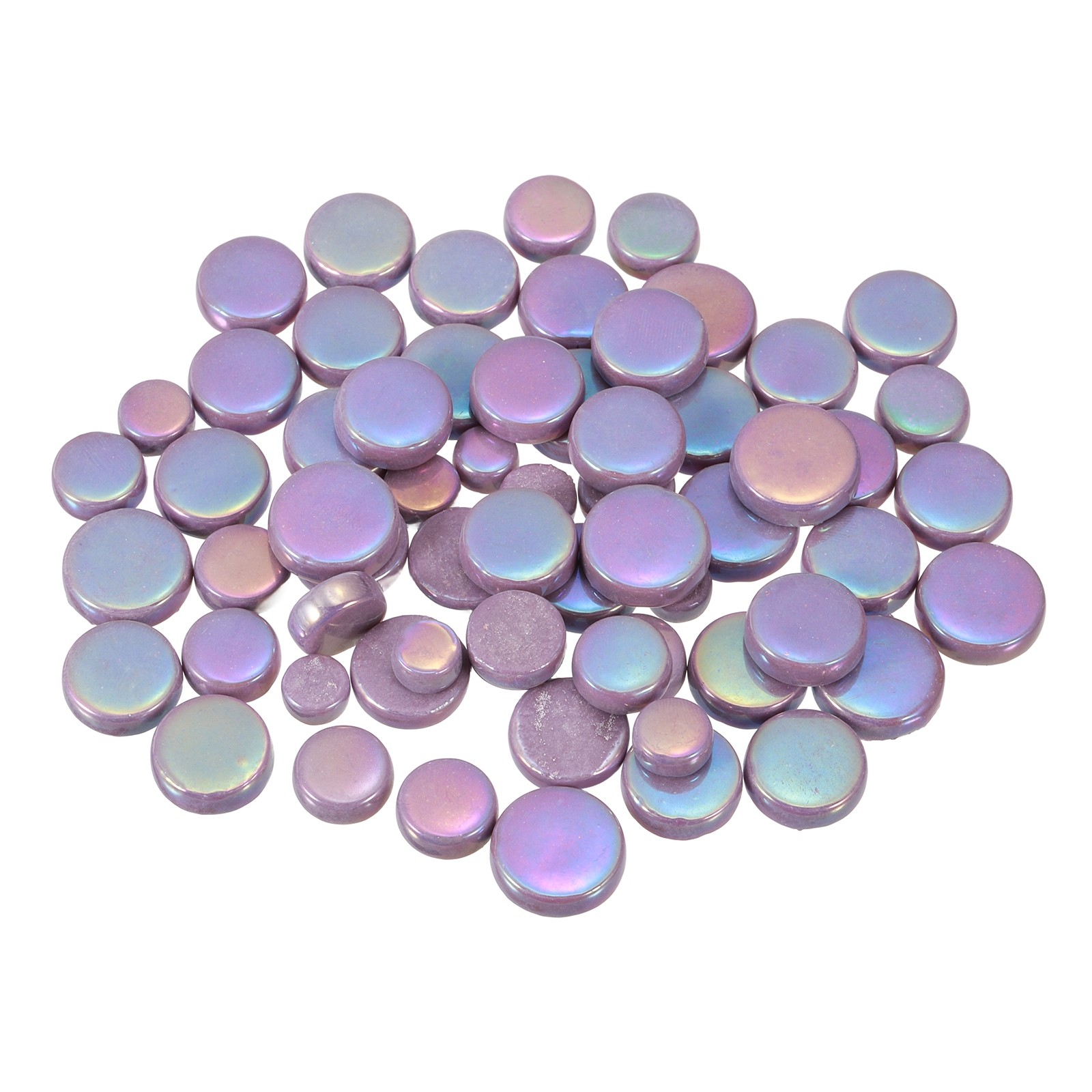 200g Multi-Size Iridescent Round Mosaic Tiles for Crafts (Purple)