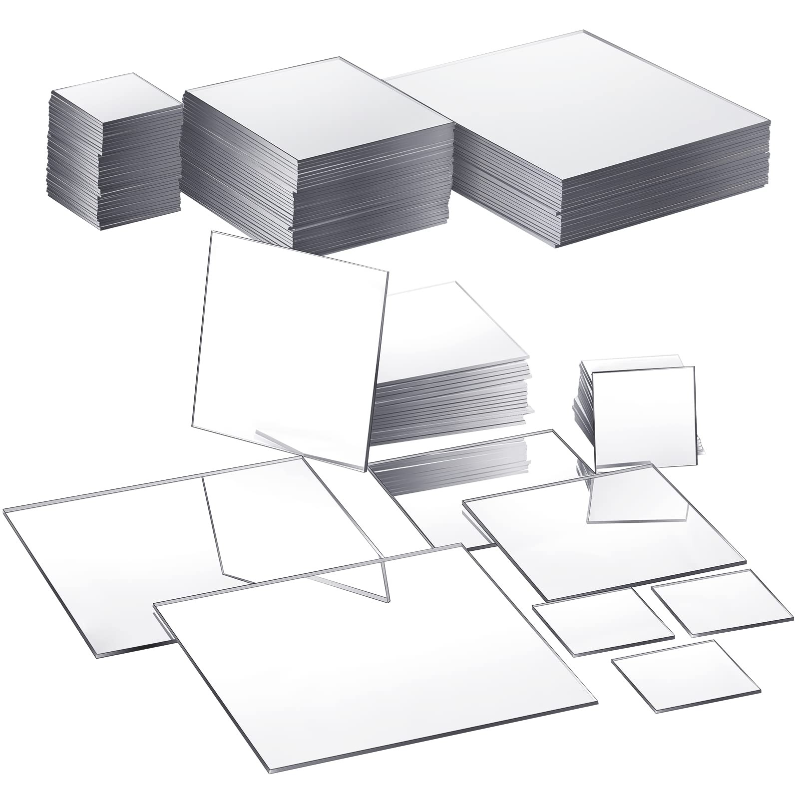 50 Pcs Mini Square Mirror Tiles Adhesive Craft Mirrors for DIY Projects Home Dec
