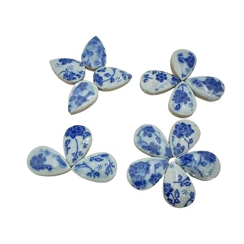 105PCS Ceramic Raindrop Mosaic Tiles 1.1″x0.7″ for DIY Art Projects, Home Decor