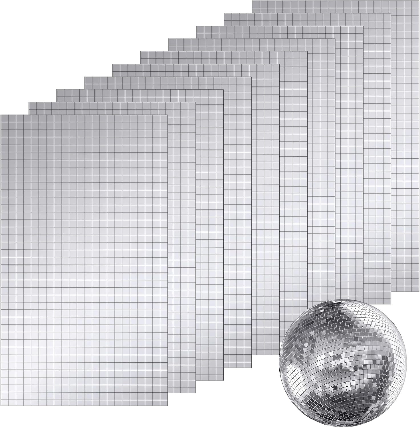 4500 PCS/10 Sheets Mirror Tiles Self Adhesive, 10X10Mm Disco Tile for DIY