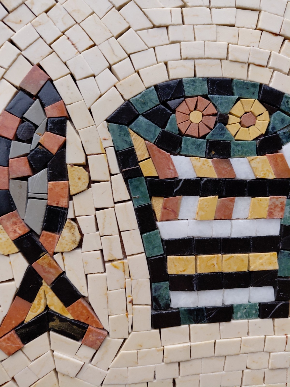 Marble Mosaic and Wood Marquetry Wall Tile Handmade Art