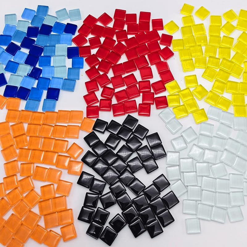 500G/ 1.1LB Bulk Crystal Mosaic Tiles, Assorted Color Opaque Mosaic Glass Crafts