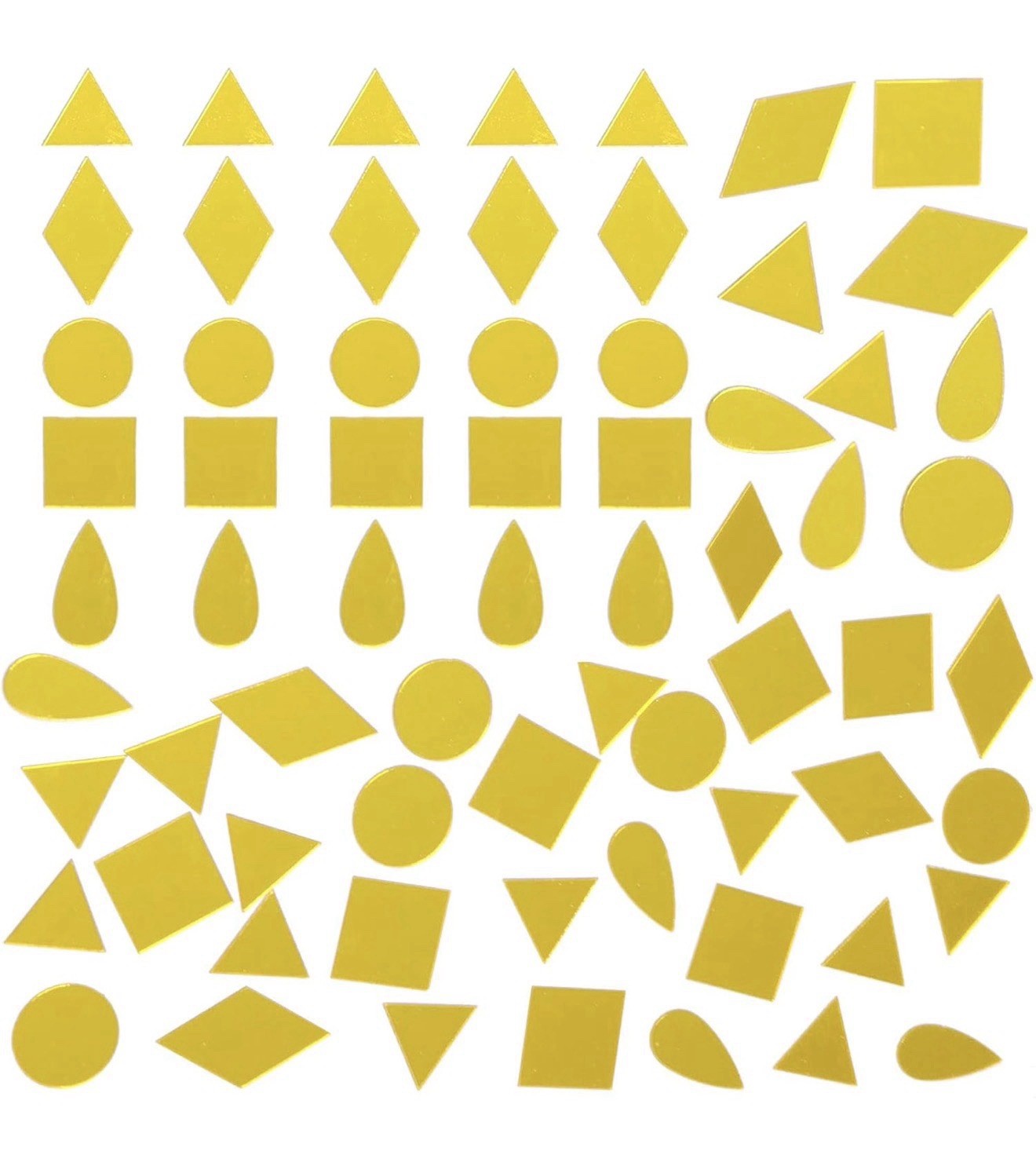 Small Mirrors Tiles, Triangle Mini Mirror Tiles, Round Mirror Mosaic Tile Gold