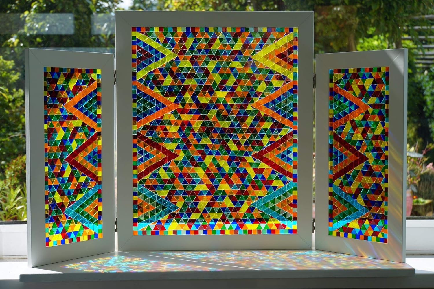 700 Pieces Stained Glass Triangle Mosaic Tiles Cathedral Glass Translucent Assor