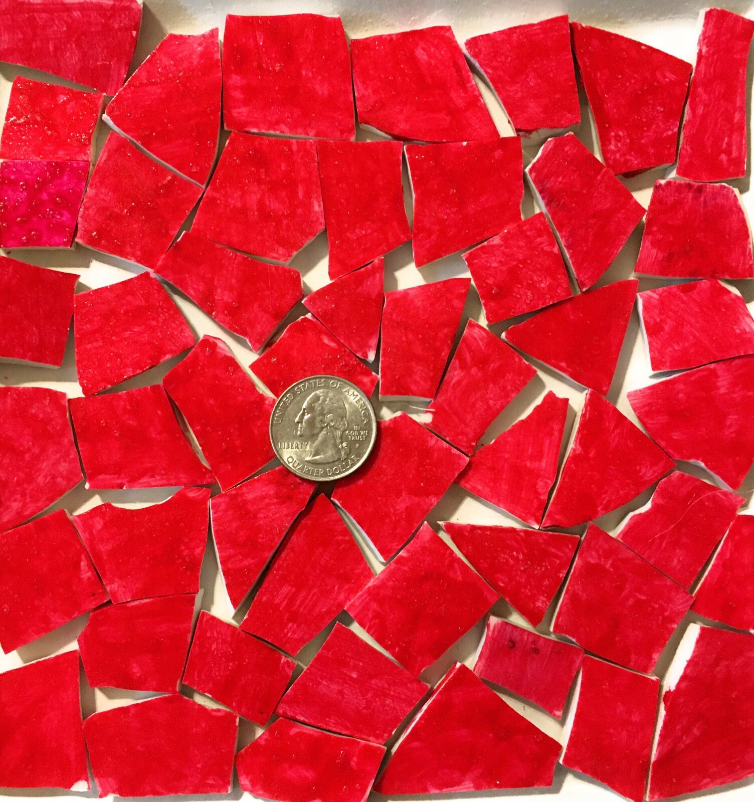 Mosaic Craft Supply HP Hand Painted Broken China Tiles ~ Scarlet Red HP06