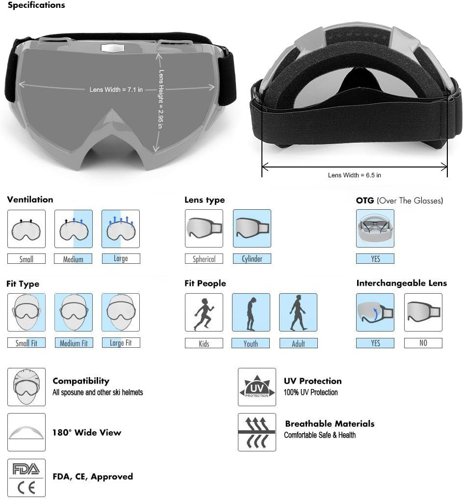 Motocross Dirt Bike Motorcycle Goggles for Youth and Adult | UV400 Windproof Dus