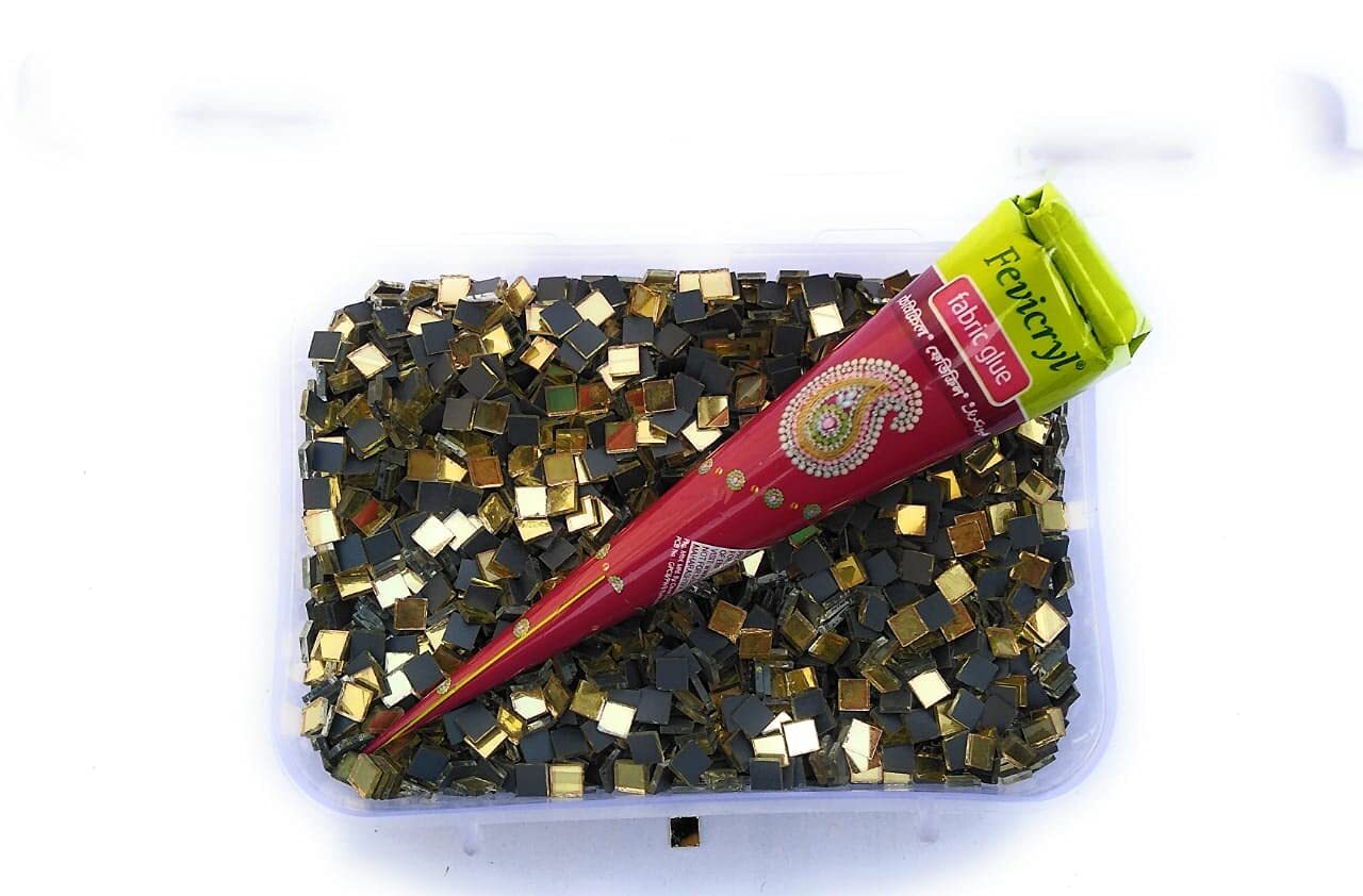 5500 Pcs Craft Sheesha Mirror with Fabric Glue For Embroidery Craft & DIY