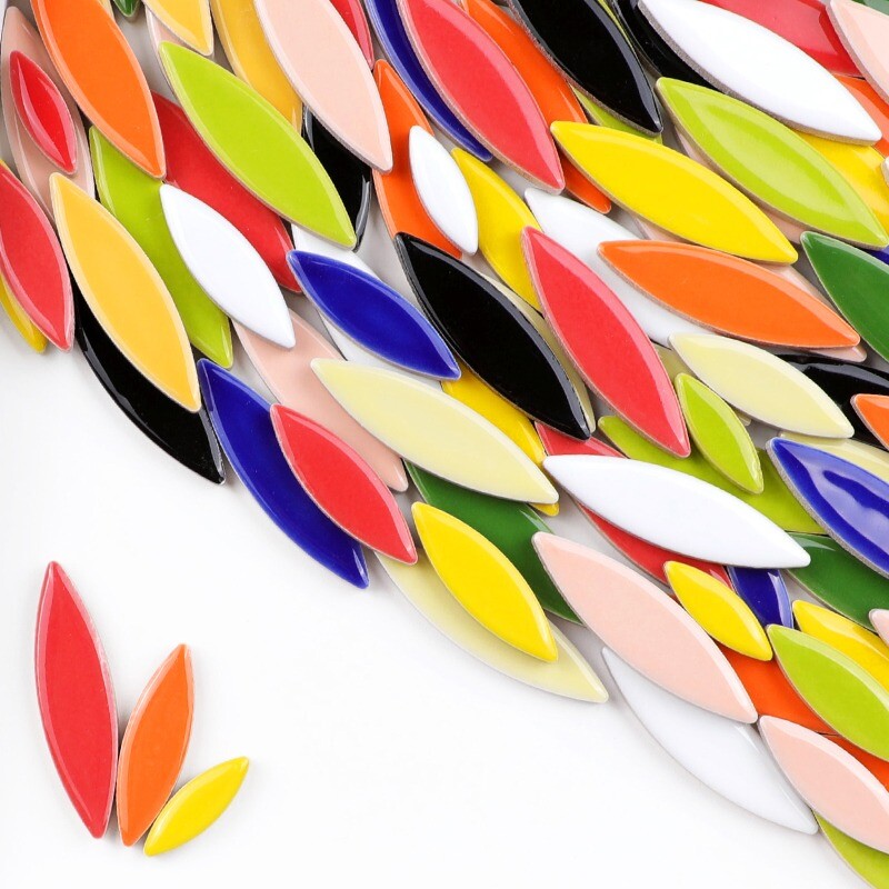 DIY 100g Ceramic Mosaic Tiles Petal Shape Supplies for Picture Frame Craft Decor