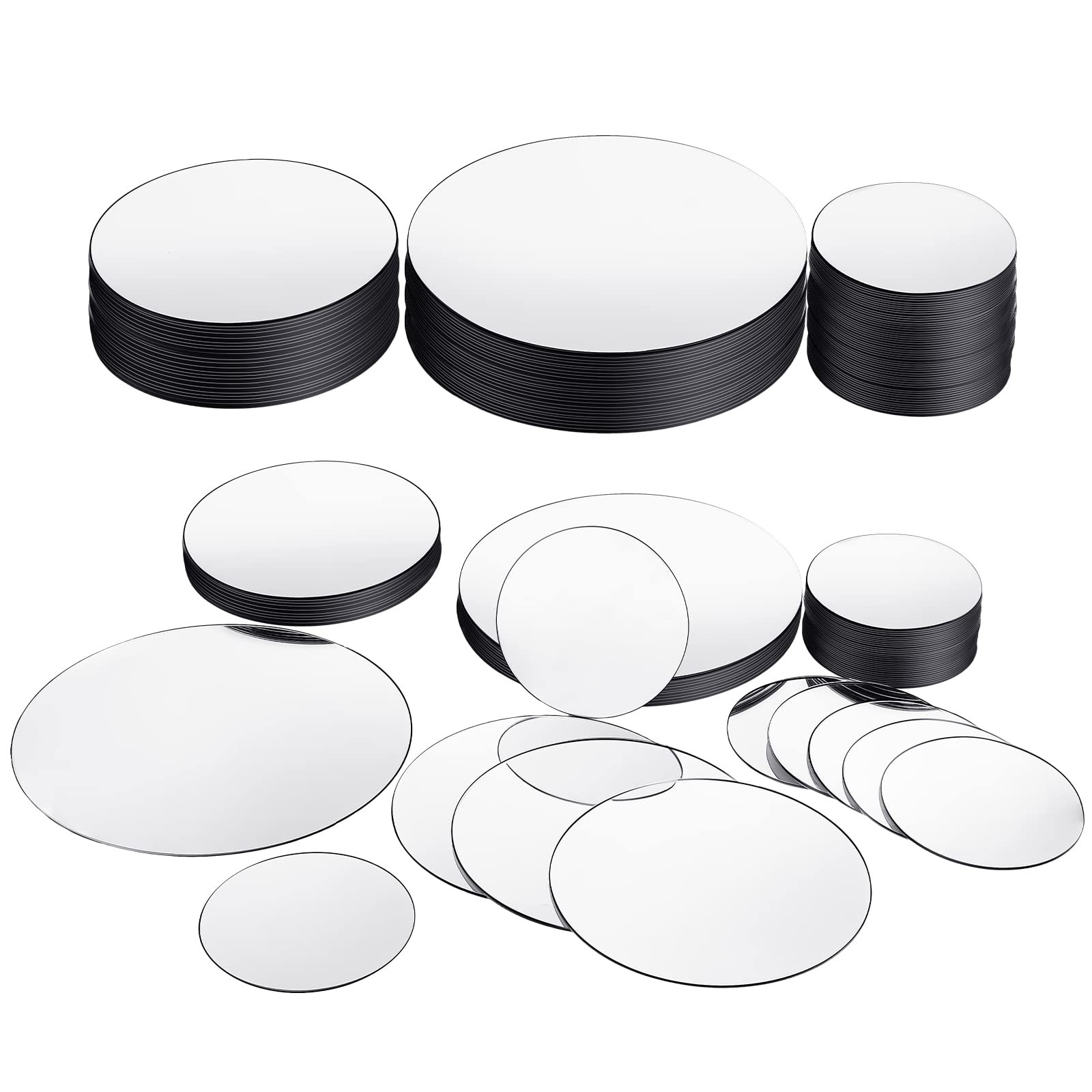 40 Pieces Mini Size Round Mirror Small Round Mirror Adhesive Tiles Home Decor…