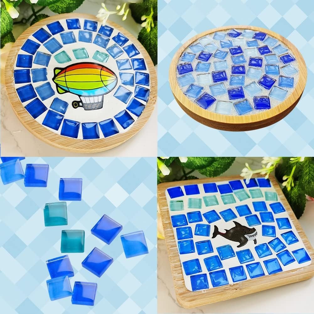 Glass Mosaic Tiles 0.3LB, 4 Shapes Stained Glass Pieces for DIY Crafts, Home Dec