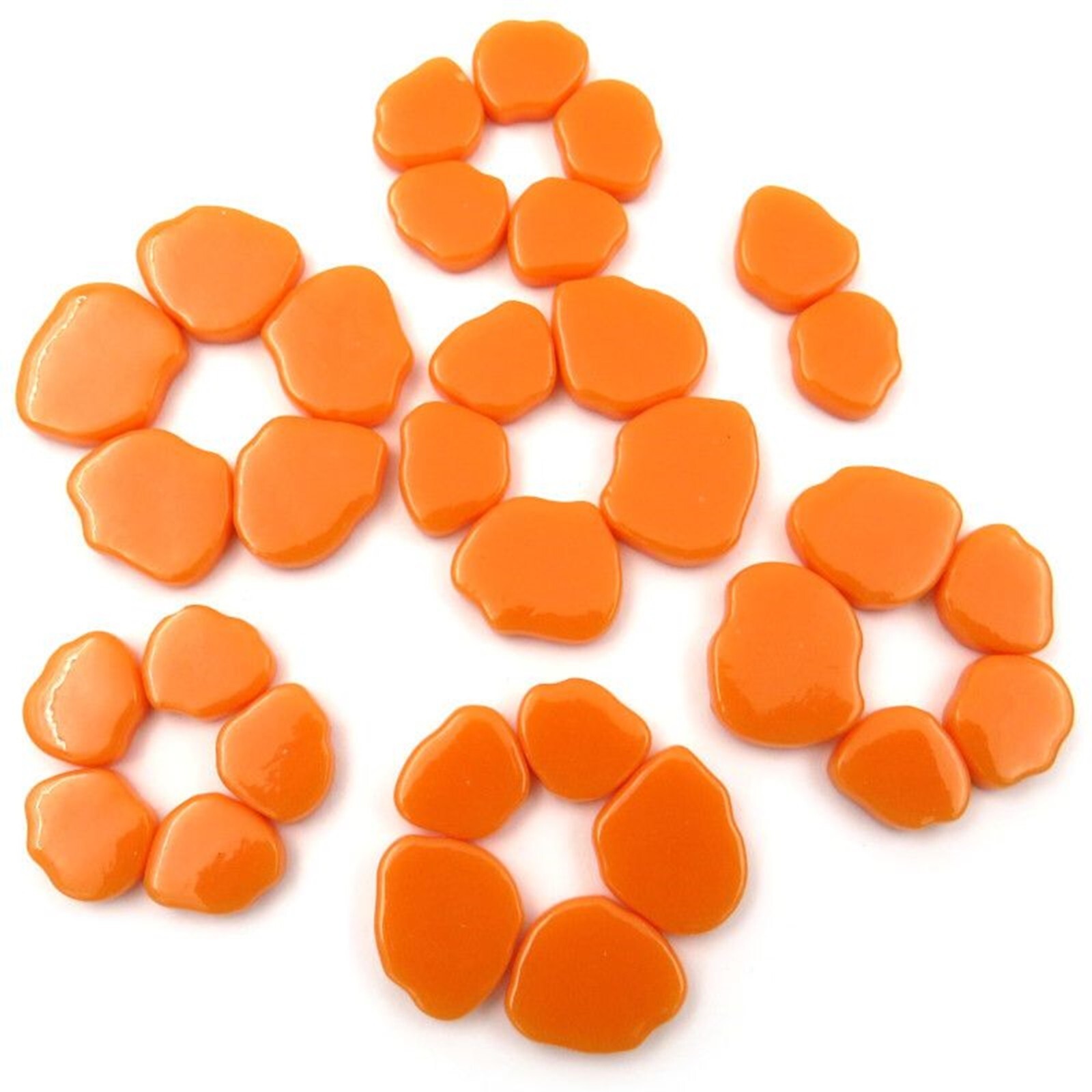 25 Tiles Orange Sakura Petal Flower Shapes Glass Mosaic Tiny Tile Pieces
