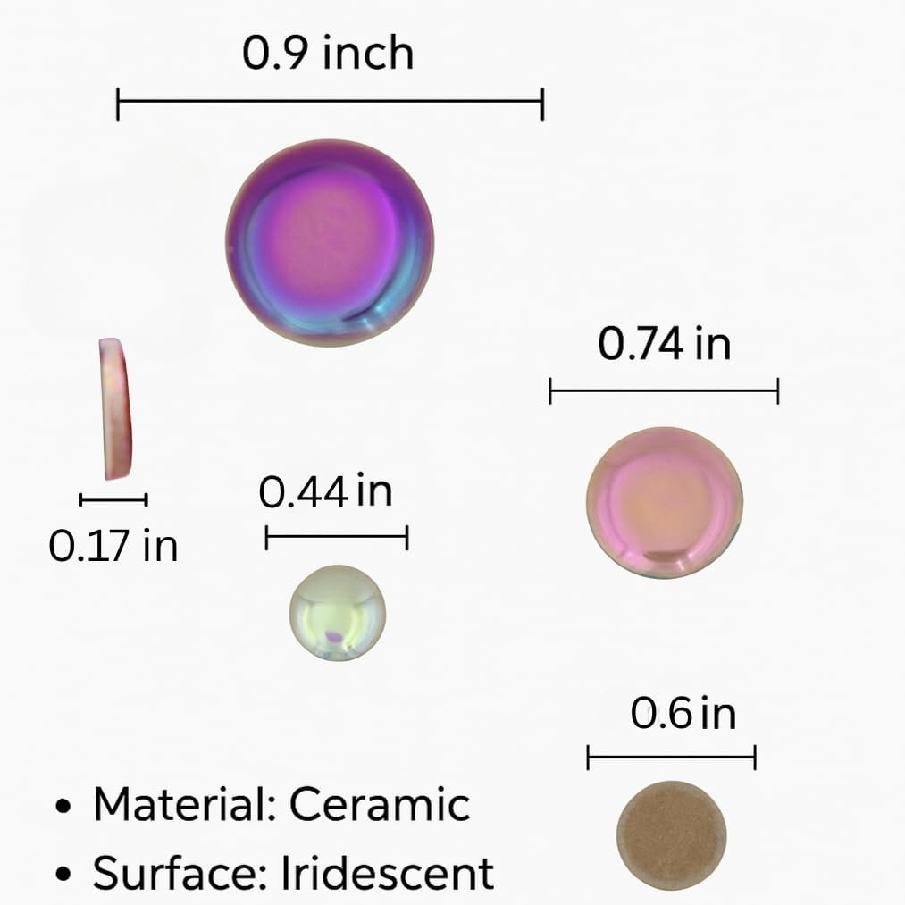 1.1 lbs Iridescent Ceramic Round Mosaic Tiles, 4 Sizes, Multi-Color Glossy Ci…