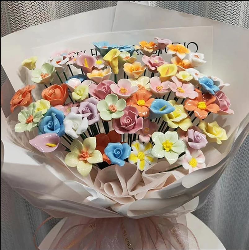 10PCS 3D Flower Ceramics Mosaic Tiles,DIY Making Creative Ceramic Mosaic Tile…
