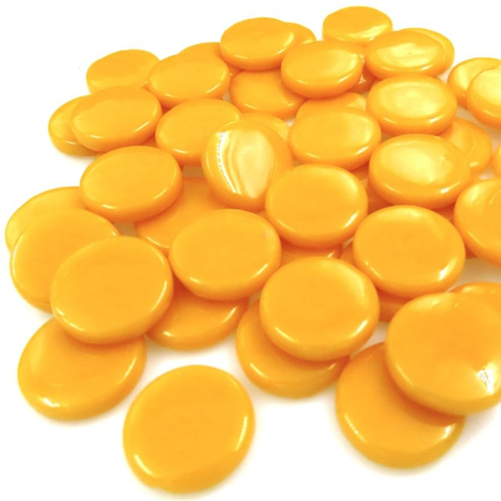 Golden Yellow 18 mm Recycled Glossy Round Glass Mosaic Tile Pieces – 25 tiles