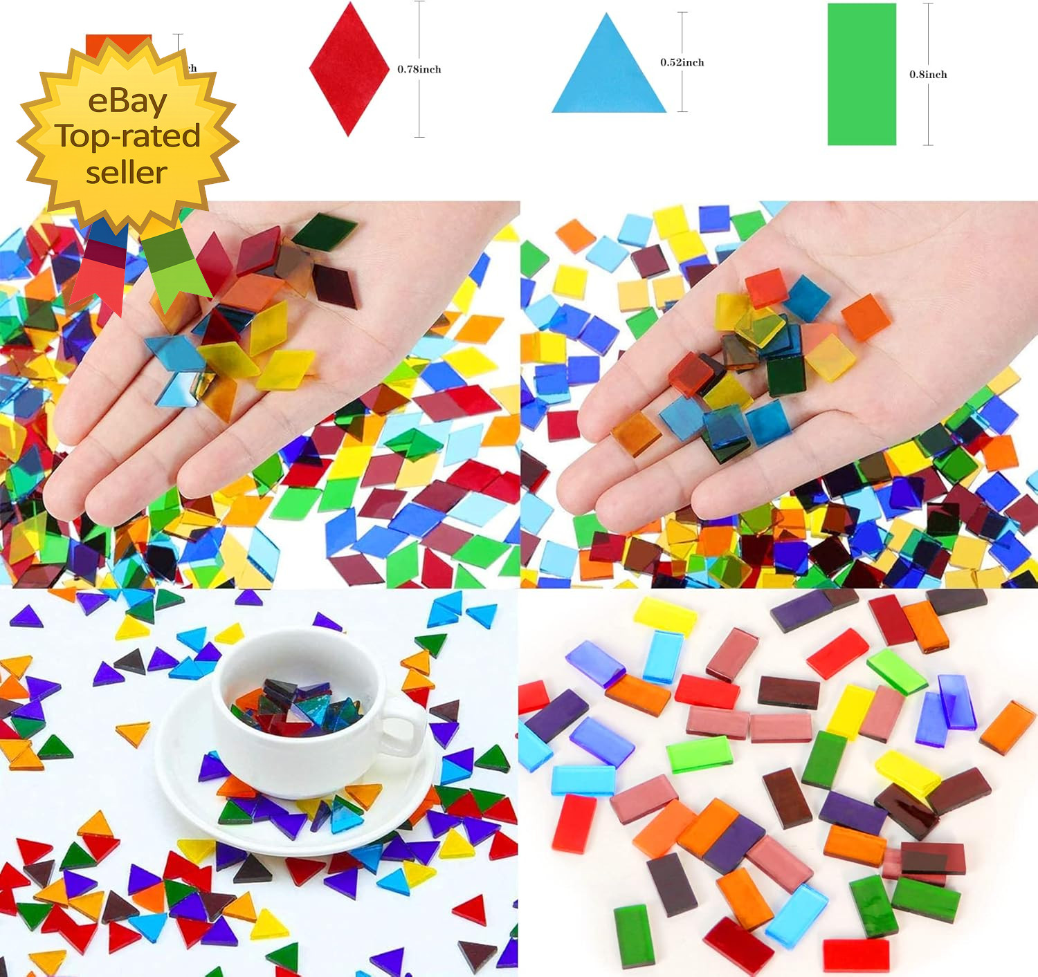 1100 Pcs Glass Mosaic Tiles Bulk Stained Mosaic Pieces Crafts DIY HomeDecoration
