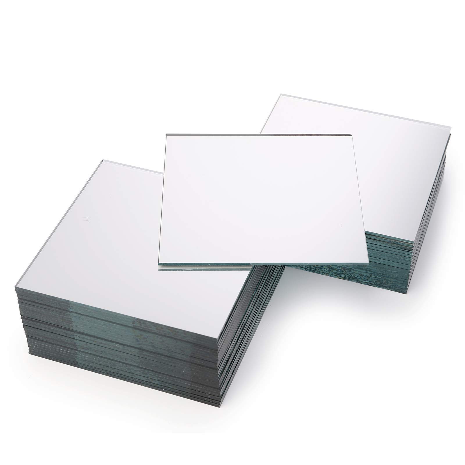 Suwimut 50 Pack Square Glass Mirror Tiles, 4×4 4″L x 4″W x 0.07″H,