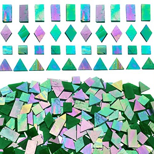 280 Pcs Iridescent Mosaic Tiles for Crafts Projects Stained Glass Sheets