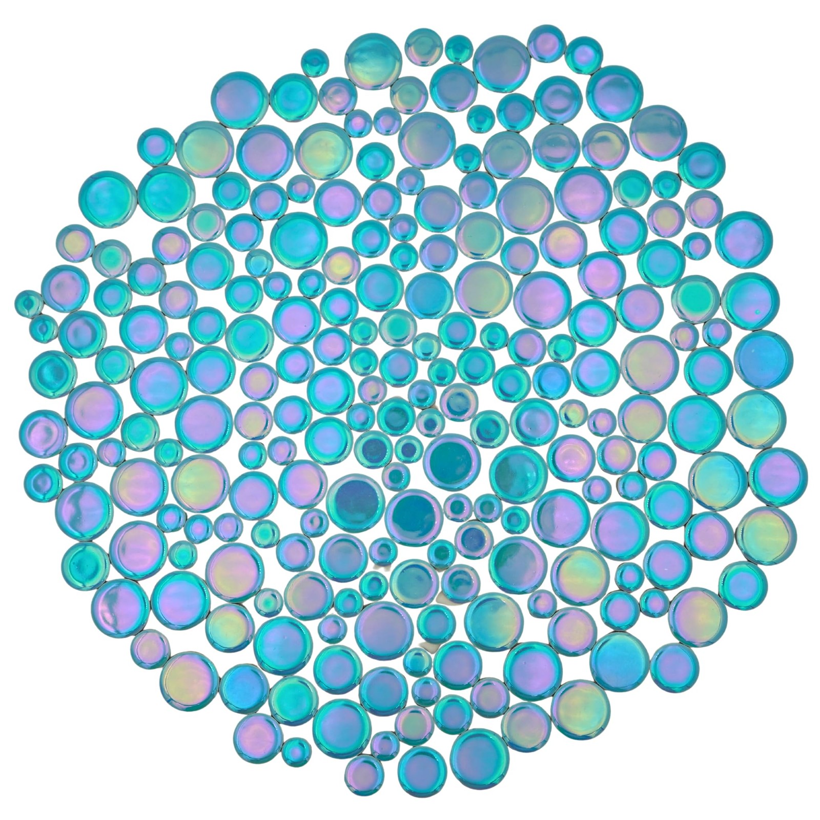 1.1 lbs Iridescent Ceramic Round Mosaic Tiles, 4 Sizes, Multi-Color Glossy Ci…