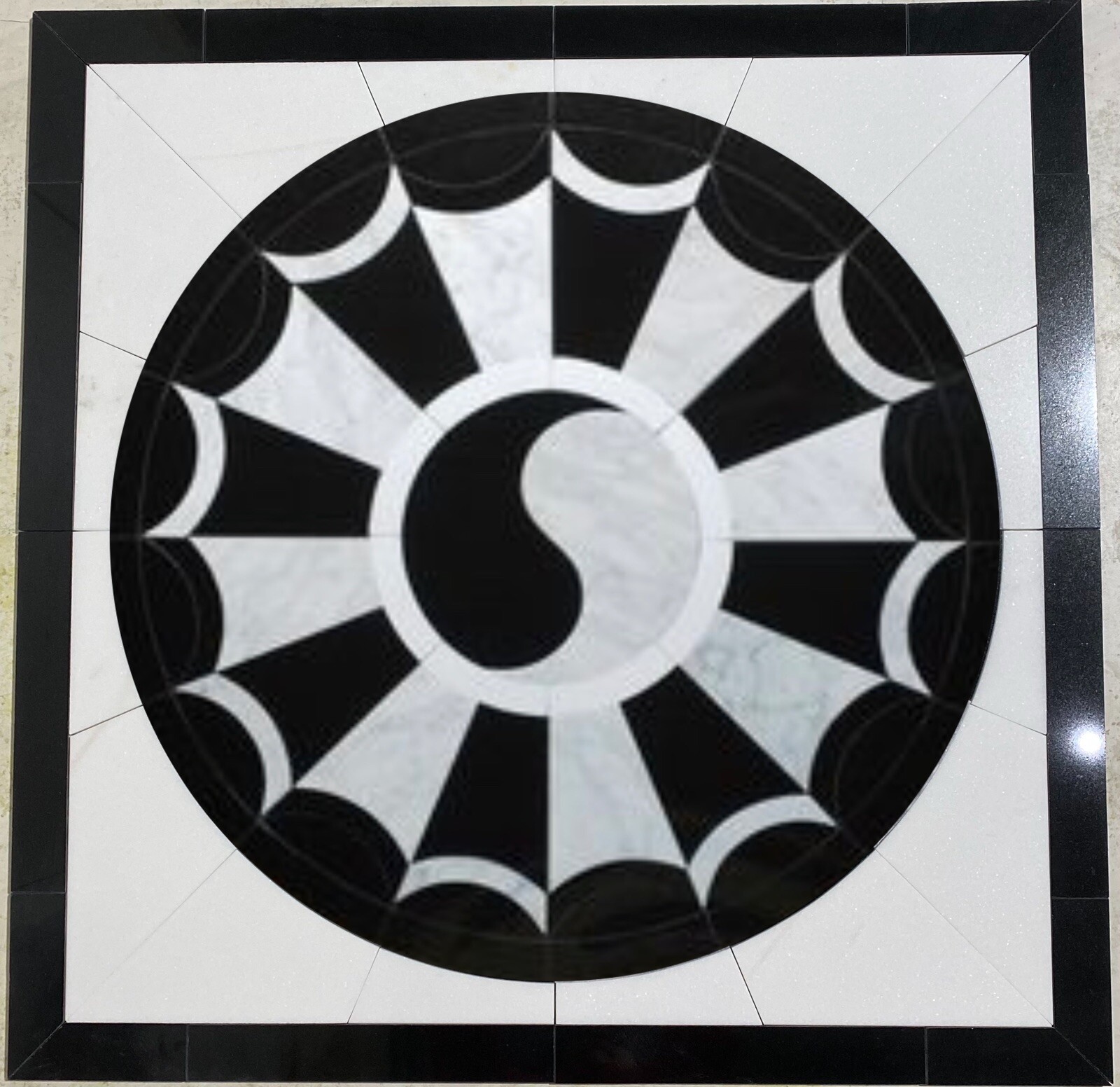 Tile Floor Medallion Marble Mosaic 28”x28”