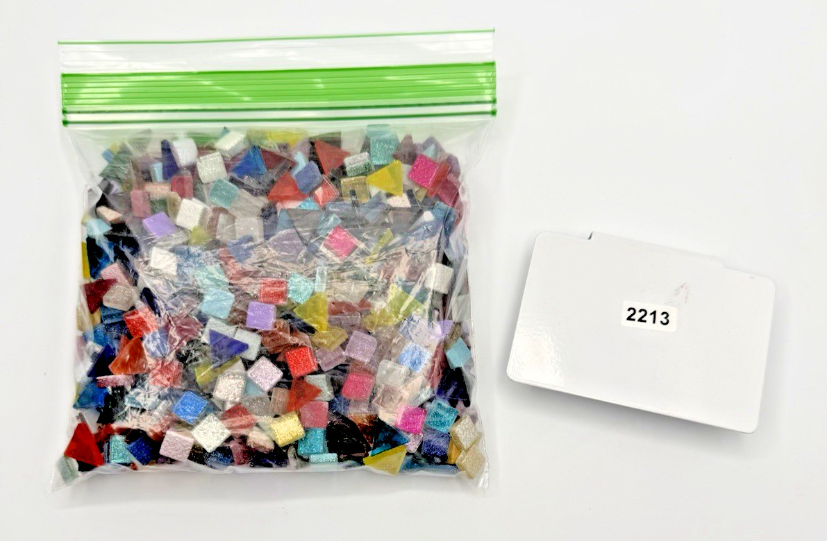Mixed Lot Glitter Resin Mosaic Tiles Squares Triangles Craft Pieces 1 lb 8.3 oz