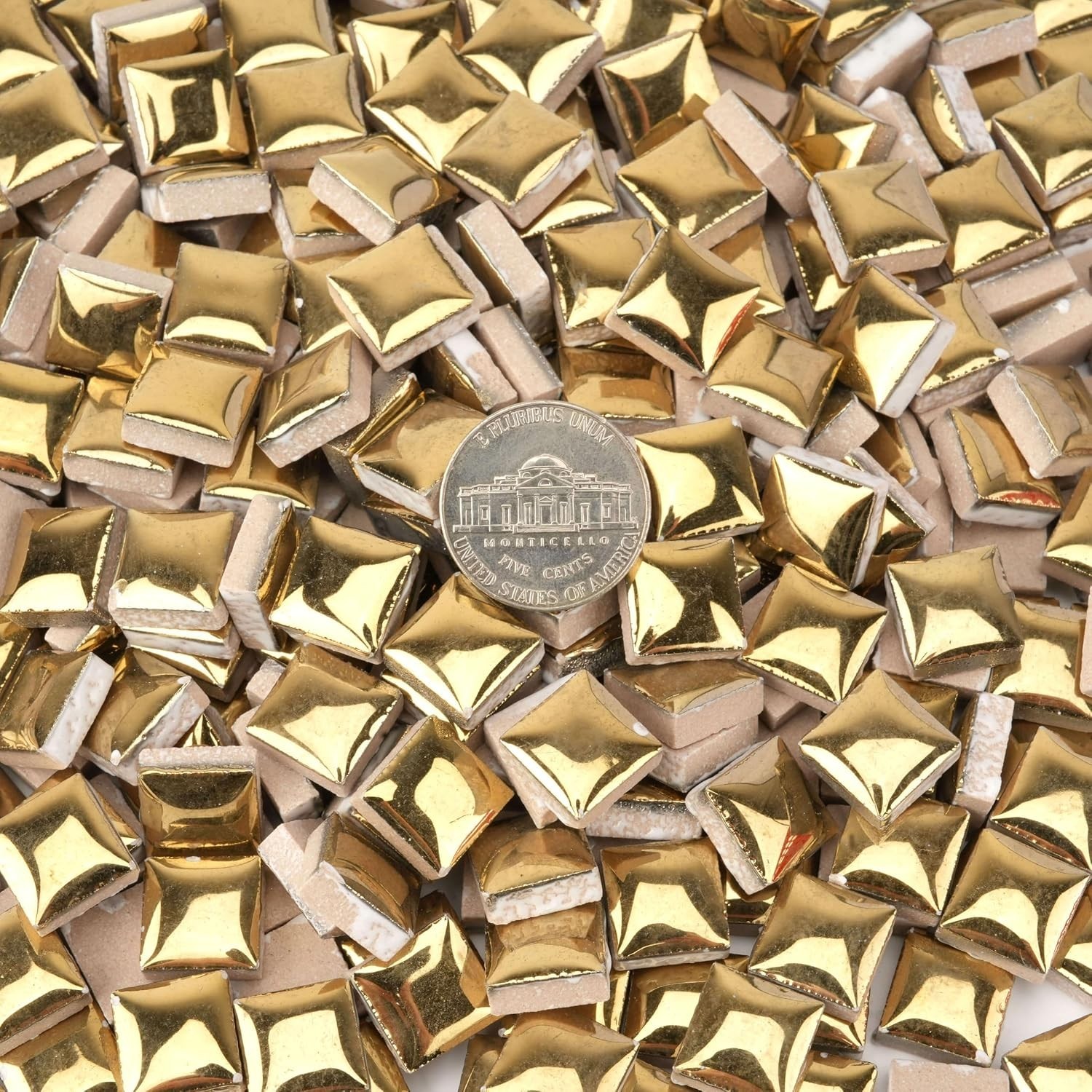 Gold Ceramic Mosaic Tiles for Crafts Bulk, 12mm Square Small Ceramic Tiles fo…