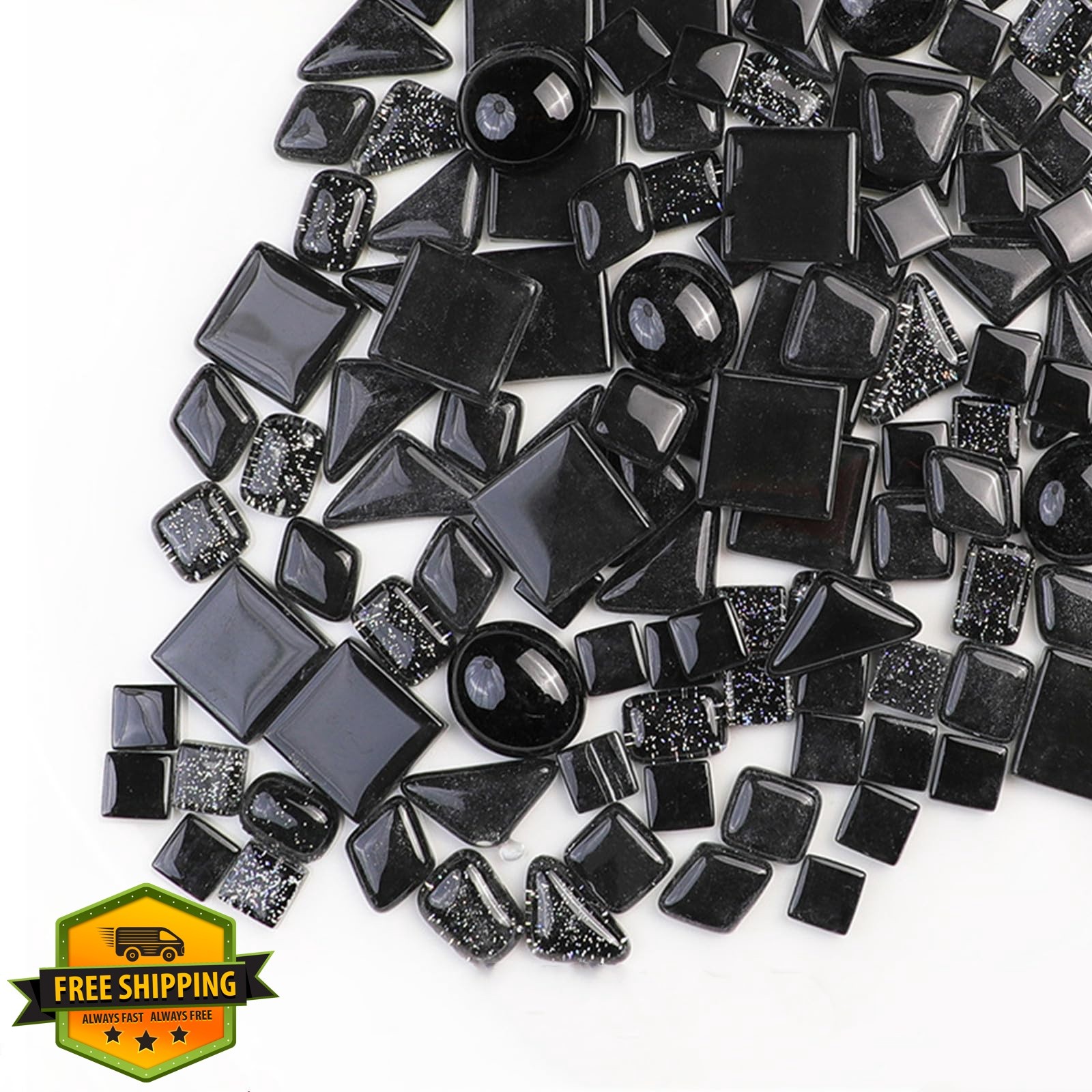 BTMIEY Crystal Mosaic Tiles Black 1.1 LB