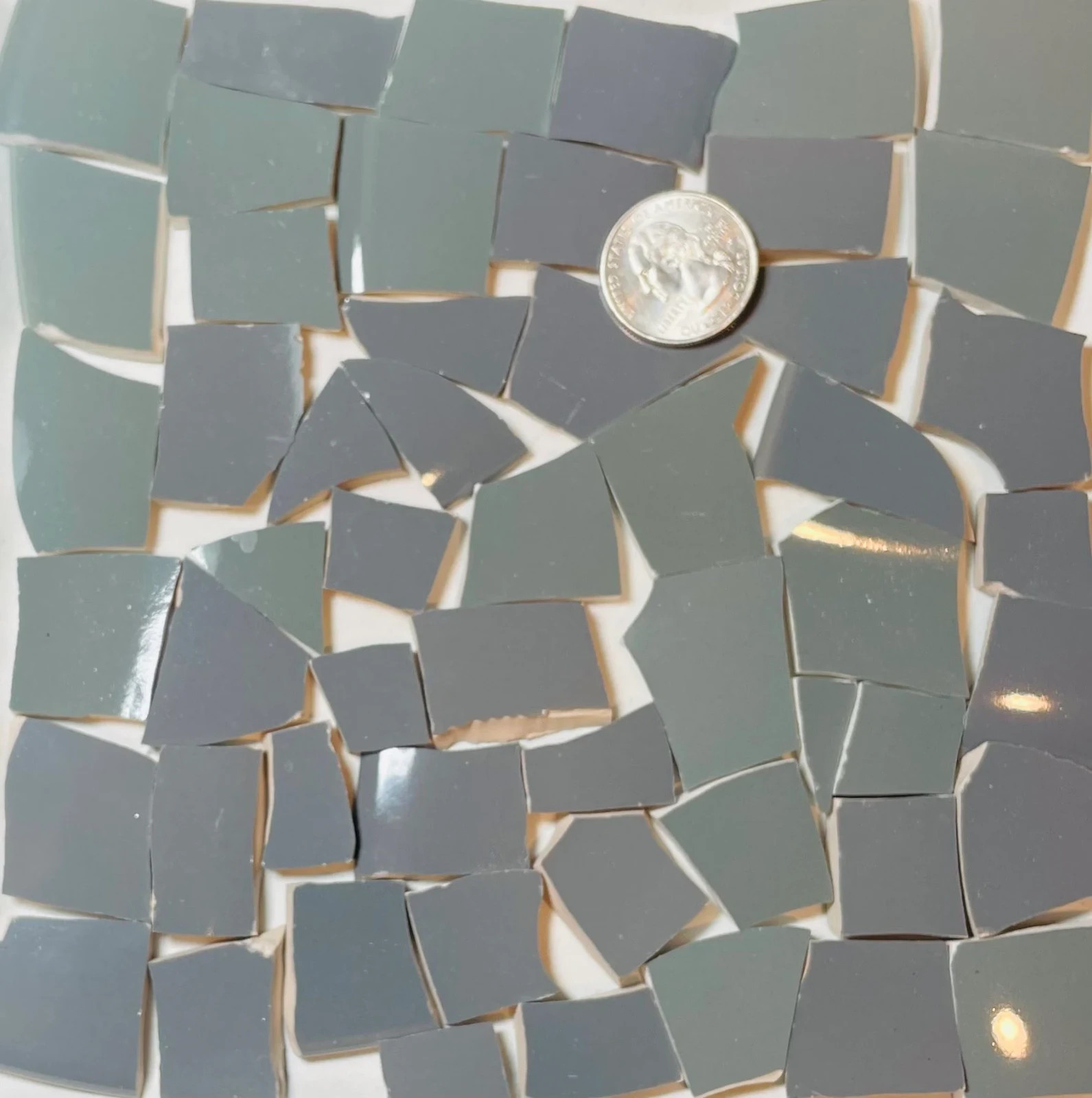 Broken China Mosaic Art and Craft Supply – Smooth Medium Gray Tiles E772