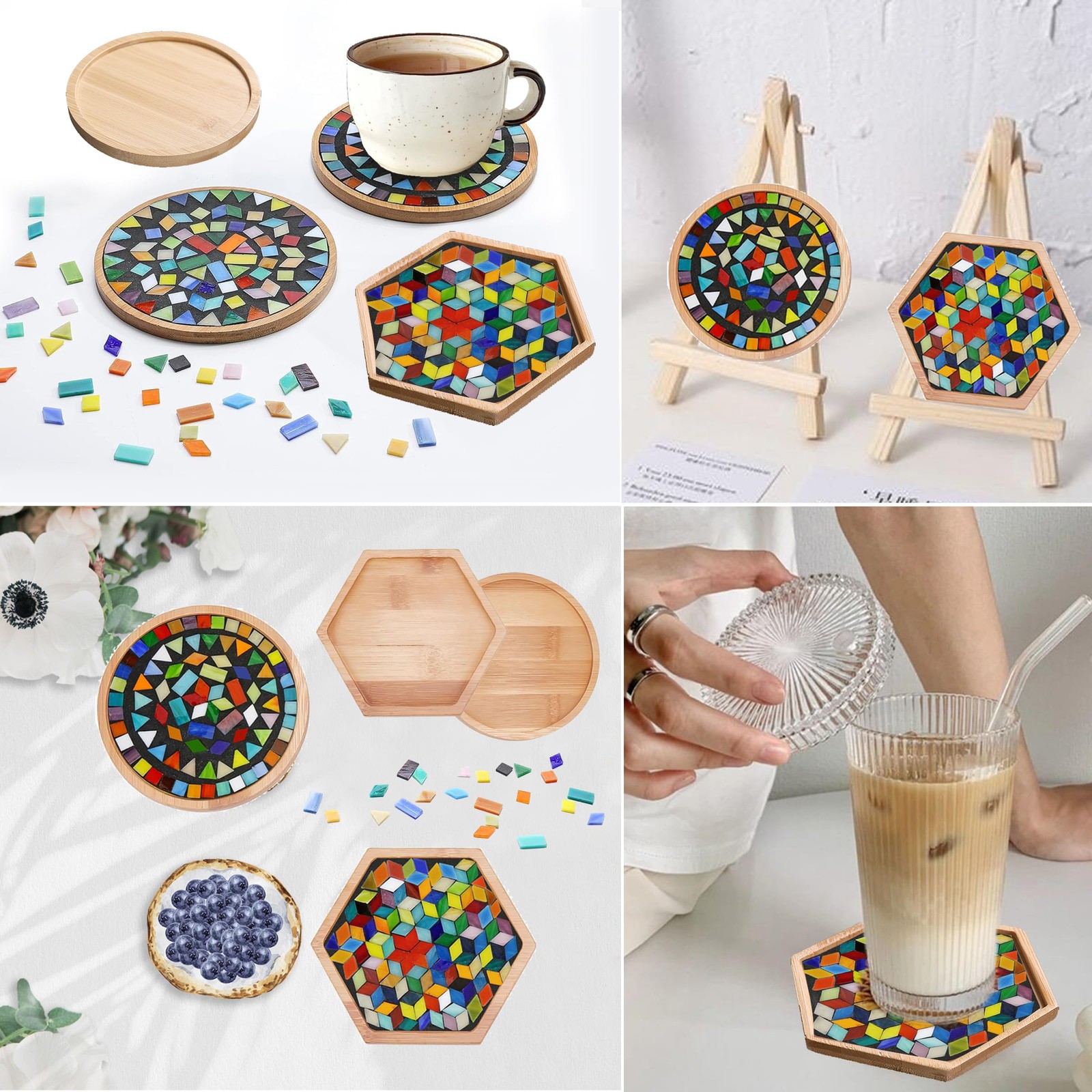 DIY Mosaic Tiles Crafts Kits for Adults, Mixed Stained Glass Mosaic Kit with …