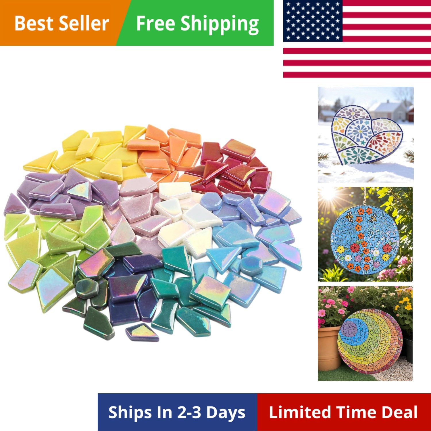 Iridescent Glass Mosaic Tiles, 200G Bulk Broken Pieces for DIY Crafts