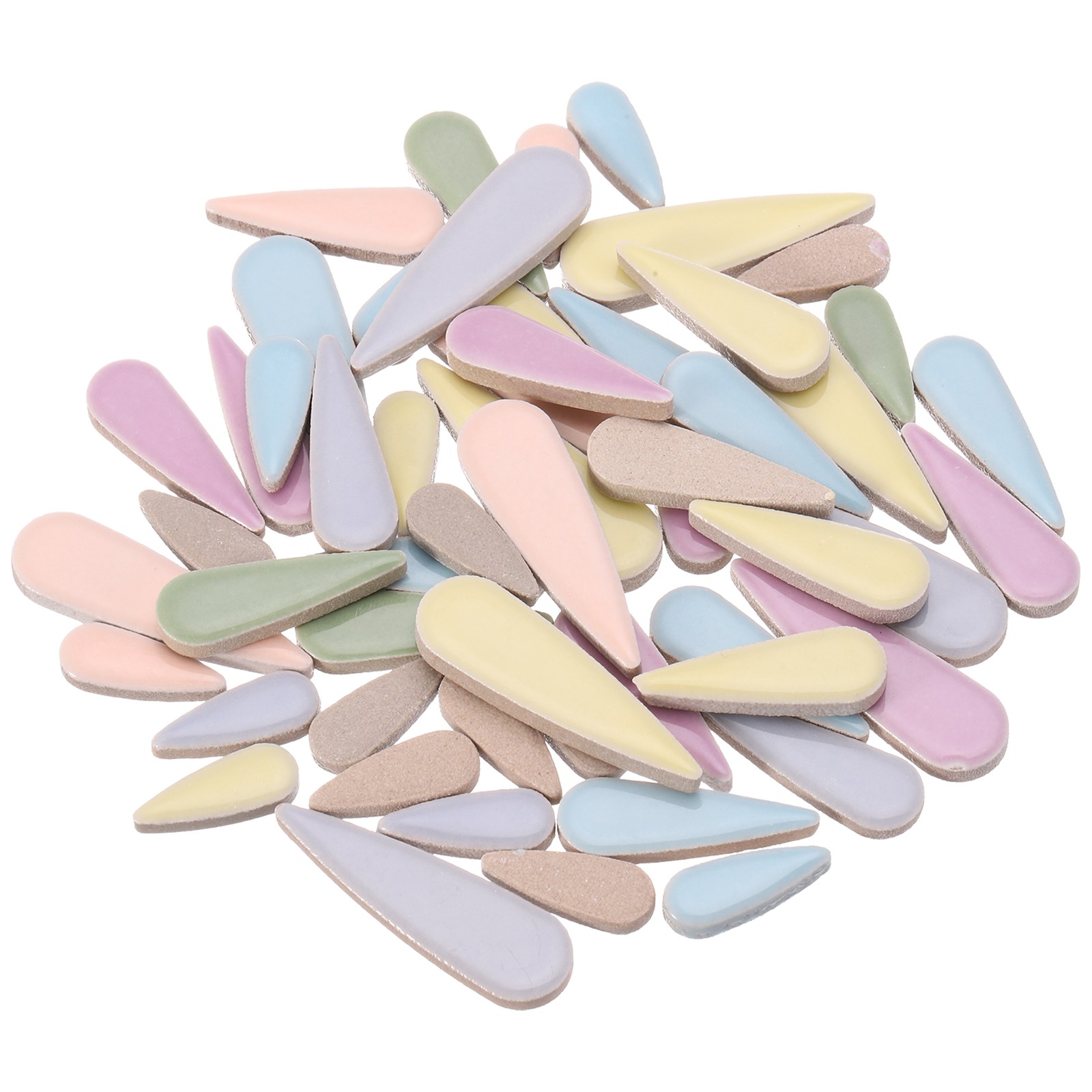100g Petal Mosaic Tiles Glazed Ceramic Tiles Yellow+Sky Blue+Light Green